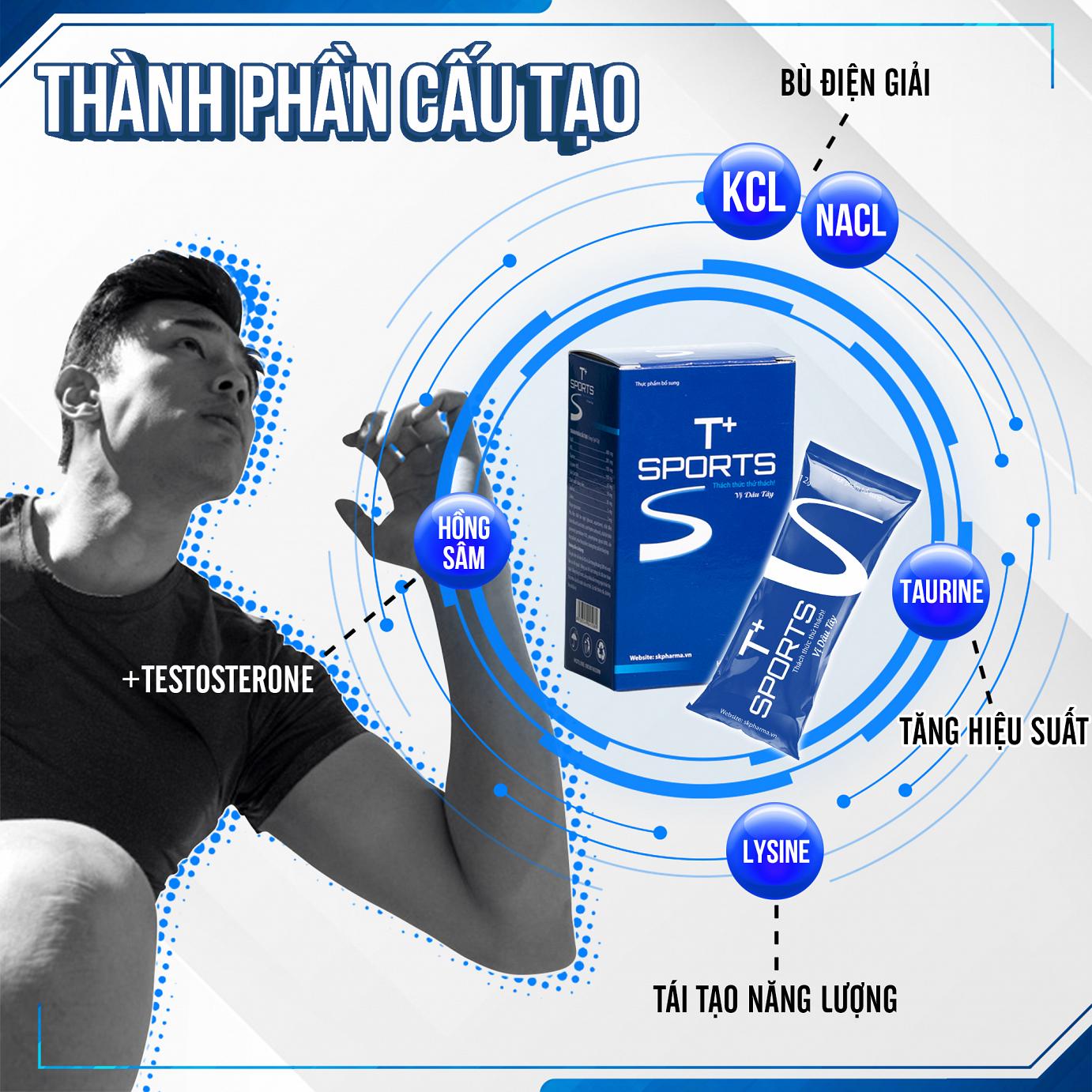 T+Sports Dạng 5 gói - Thực phẩm bổ sung năng lượng bù nước bù khoáng bù điện giải tăng sức đề kháng bồi bổ cơ thể