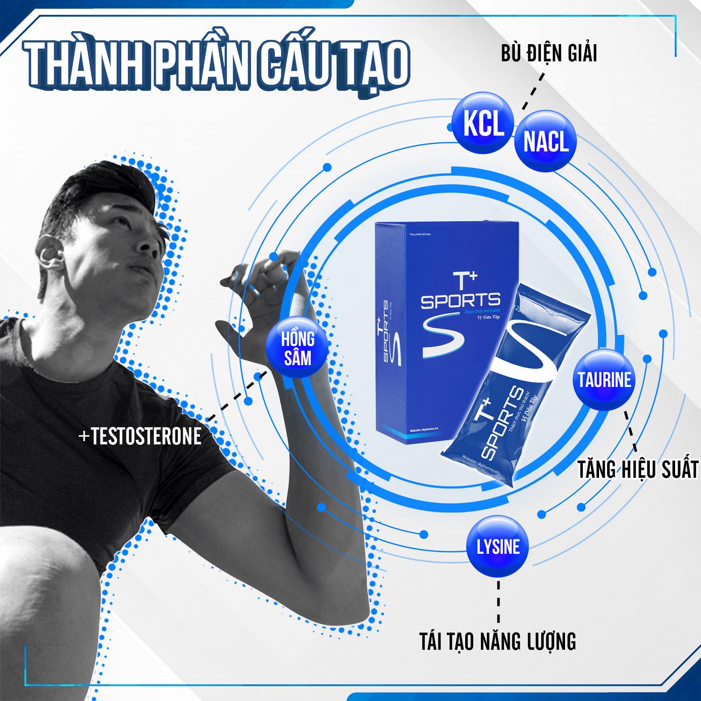 T+Sports Dạng Hộp Cứng 20 gói Thực phẩm bổ sung năng lượng bù nước bù khoáng bù điện giải tăng sức đề kháng bồi bổ cơ thể